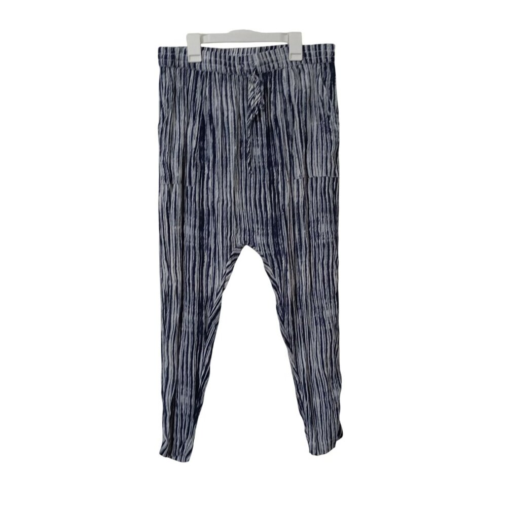 Free People Pants Striped Lightweight Drawstring  Blue & White Size S Womens - Picture 2 of 13